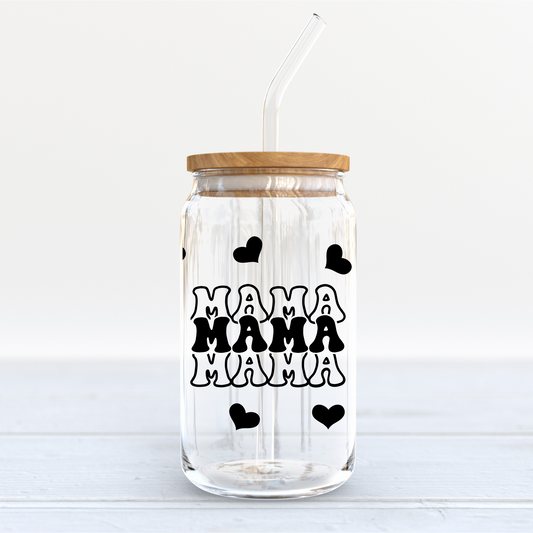 Mama Hearts Glass Cup